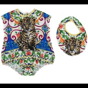 Dolce and Gabbana romper and bib set.